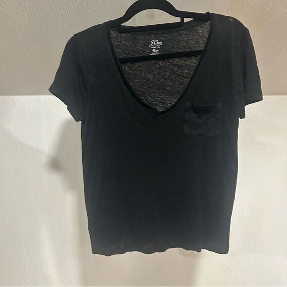 J.Crew Woman's Short Sleeve Linen V-neck T-shirt - Picture 3 of 5
